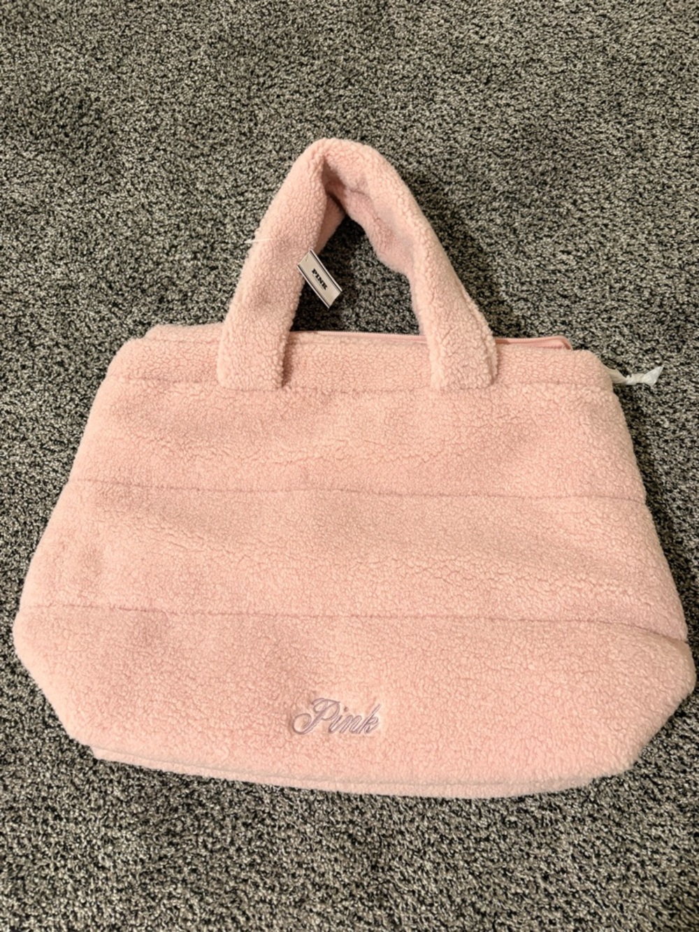 PINK Victoria's Secret Plush Sherpa Tote in Light Pink